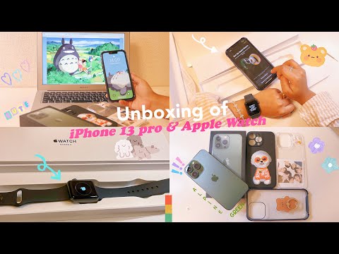 iPhone 13 pro Alpine green unboxing 💚and Apple Watch ⌚️/ aesthetic 💕