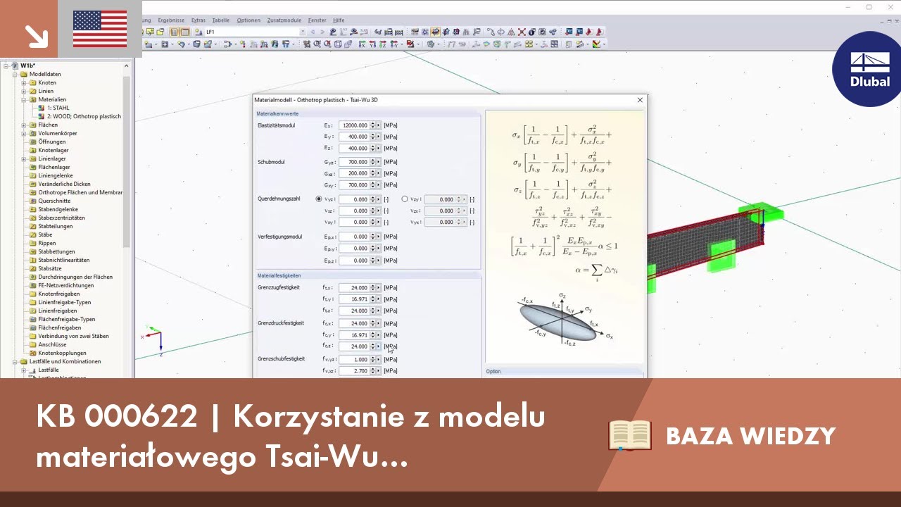 KB 000622 | Wykorzystanie modelu materiałowego Tsai-Wu (ortotropowy plastyczny)