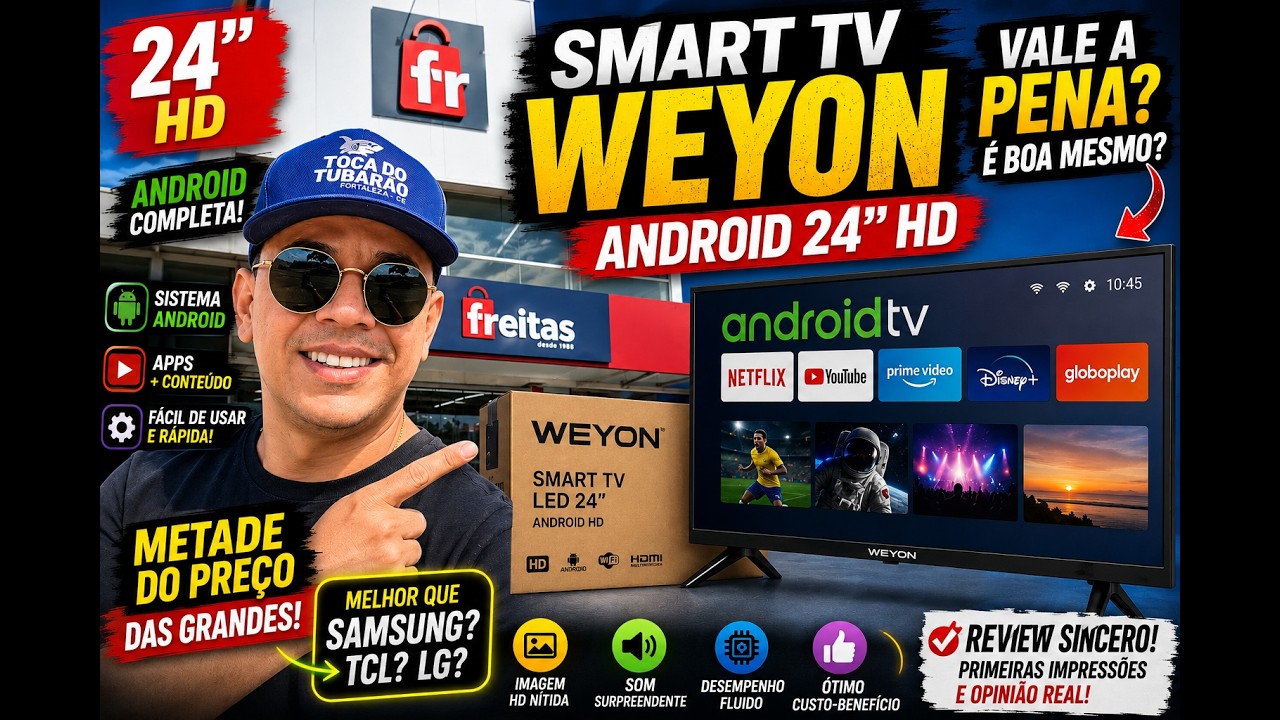 Miniatura da avaliação em vídeo de Smart TV Weyon 55 Polegadas 4K HDR Android TV
