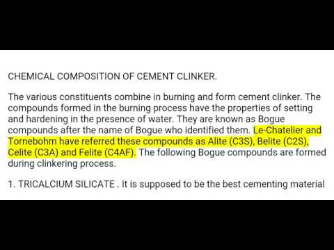 Chemical Composition of Cement Clinker