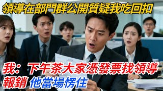 領導在部門群公開質疑我吃回扣，我：下午茶大家憑發票找領導報銷，他當場愣住#奇聞#案件#真相#職場#職場文化#故事#完結爽文#情感故事