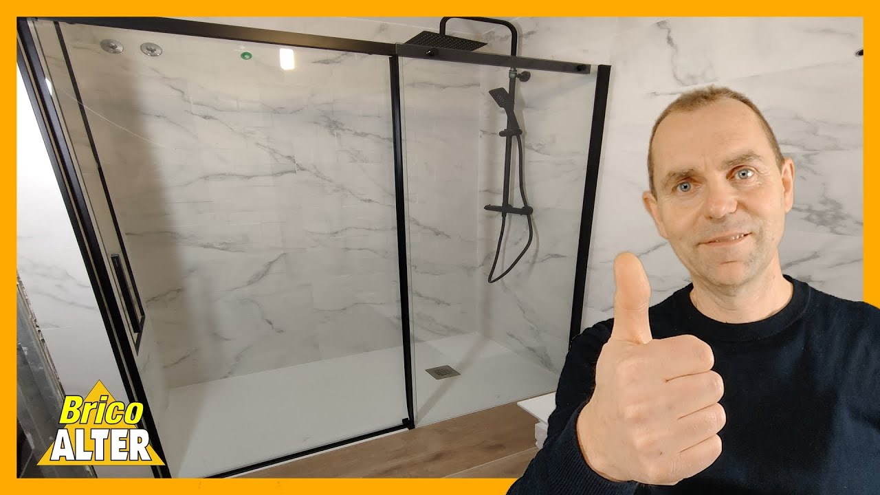 INSTALACION MAMPARA DE DUCHA EN NEGRO