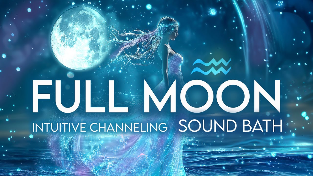 Full Moon in Aquarius Sound Bath (432Hz) Intuitive Channeling Astrology - Ocean Waves Water Sounds