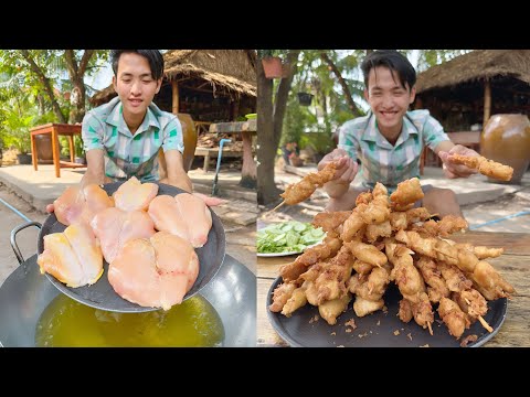 Country chef Neab cook chicken chest crispy recipe, Yummy Chicken chest cooking | Chef Neab
