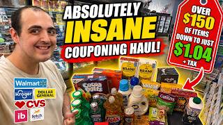 OVER $150 OF ITEMS TO $1.04 + TAX ~ ABSOLUTELY INSANE COUPONING HAUL ~ WALMART / KROGER / CVS / DG