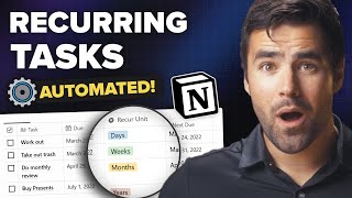 - Recurring on Specific Days of the Week（00:07:28 - 00:08:52） - How to Create AUTOMATED Recurring Tasks in Notion