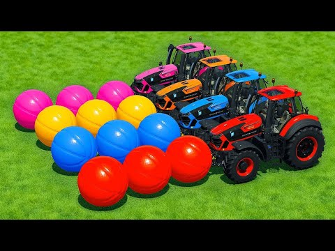 DEUTZ FAHR TRACTORS vs COLORED BASKETBALLS - Farming Simulator 22