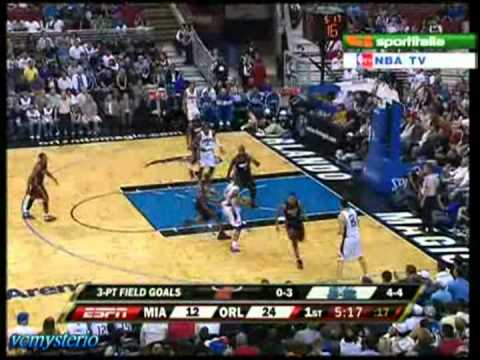 Dwight Howard 32pts-17reb-2blk vs. Heat (02.22.2009)- Block on D.Wade