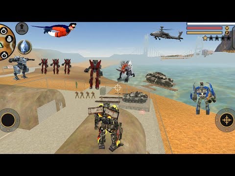 Vegas Crime Simulator (Transformer Fight Car On Army Base) Transformers Destroy Spider Helicopter