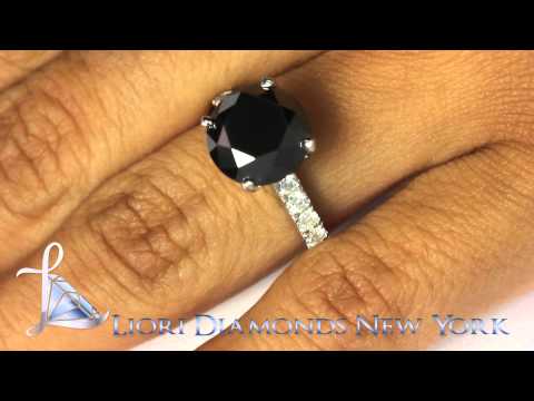 BDR-SOLD-037 - 6.03 Carat Certified Natural Black Diamond Engagement Ring 18k White Gold