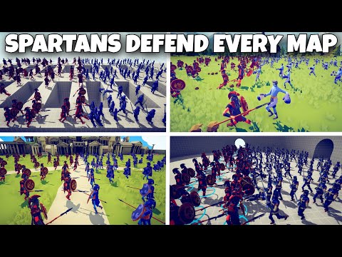 SPARTANS DEFEND EVERY MAP vs EVERY UNIT - Totally Accurate Battle Simulator TABS