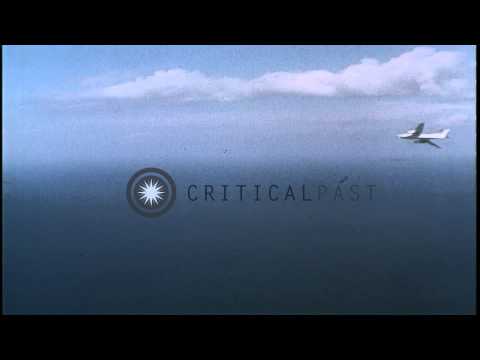 US Navy A-3B Skywarrior aircraft in flight over a sea in the United States. HD Stock Footage