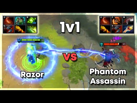 Razor vs Phantom Assassin - Dota 2 1v1 Level 30