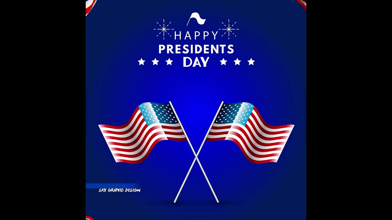 Happy President Day Text Over Blue Background and American Flag Vector illustration | USA Presidents