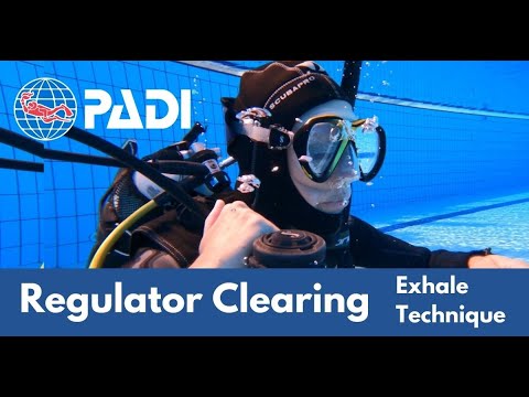 HOW TO clear a regulator underwater: EXHALE TECHNIQUE | PADI SCUBA SKILLS