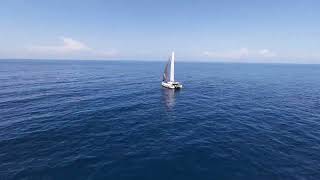 Drone footage: Mulan lonely on the pacific on the way to Galapagos Islands.