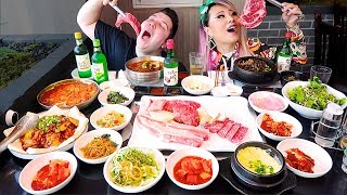 My First Time Trying Korean BBQ • MUKBANG