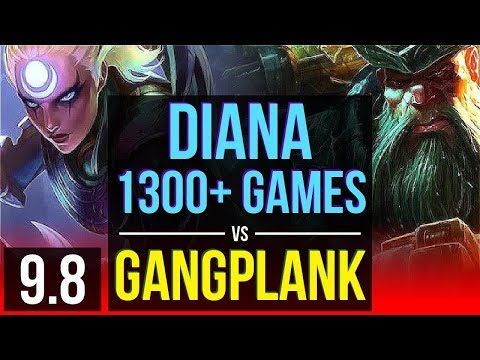 Climb the ladder as DIANA vs GANGPLANK (TOP) | 1300+ games, KDA 5/0/2 | EUW Challenger | v9.8