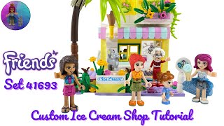 YouTube thumbnail: How to Build Lego Friends Surfer Beachfront Ice Cream Shop Custom Build MOC 41693