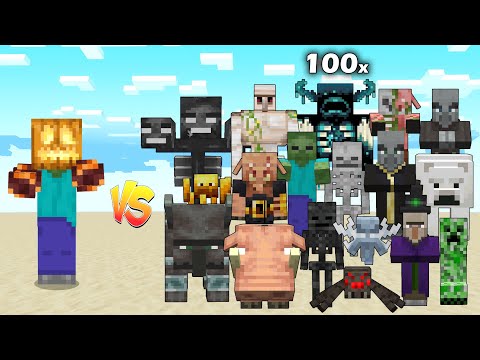 Zombin Vs 100x Minecraft Mobs / Minecraft Mob Battle