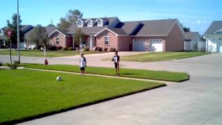 preview picture of video 'Dylan kicks a 3 point shot, amazing soccer trick shot.'