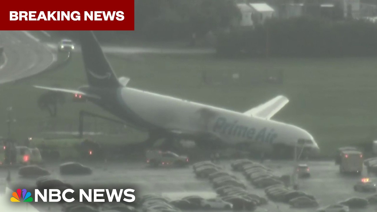 Amazon cargo plane overruns Miami runway, crashes after arriving from Puerto Rico