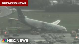 Amazon cargo plane overruns Miami runway, crashes after arriving from Puerto Rico