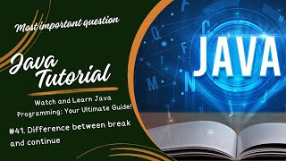 #41 What is the difference between break and continue #interview #javaprogramming #project