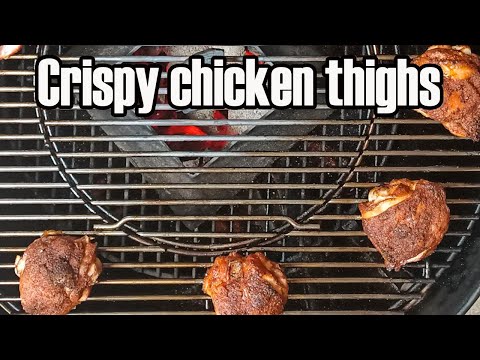 Smoked chicken thighs in the Weber kettle