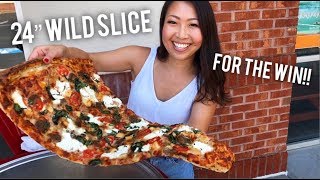 【BIGGEST SLICE YOU'LL EVER SEE】24" Wild Slice EXISTS. Pizza lover's dream slice!!　巨大ピザに遭遇！！