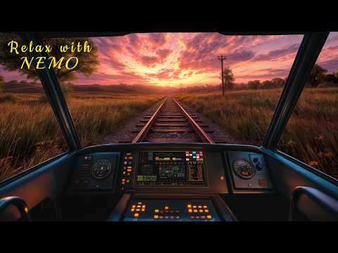 Sunset to Night Train Ride 🚆 Train Locomotive Cockpit Ambience / Relaxing Train Sounds for Sleeping