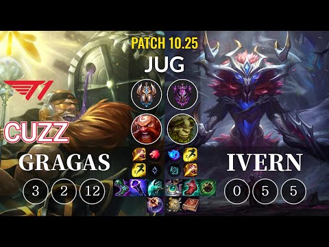 T1 Cuzz Gragas vs Ivern Jungle - KR Patch 10.25