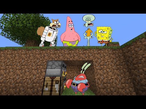 Minecraft Speedrunner Mr. Krabs VS 4 Hunters