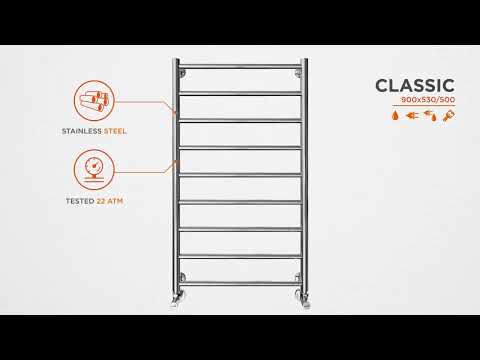 Водяной полотенцесушитель Mario Классик 1.1.0109.01.P (4820111350056, 900x530, хром/сатин/белый глянец/черный матовый/золото/бронза)