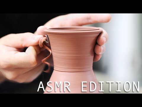 Trimming a Stoneware Bottle on the Potter's Wheel — ASMR Edition