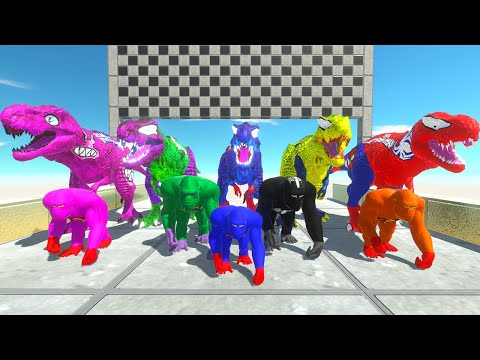 x5 Goro vs x5 T-rex Superhero Speed Dinosaur Racing Championship - Animal Revolt Battle Simulator