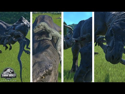 200 Velociraptor vs TRex vs Indoraptor vs IRex - Dinosaurs Fighting Jurassic World Evolution (1080p)
