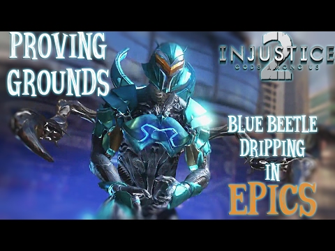 Blue Beetle Dripping in Epics: Injustice 2 Beta Gameplay