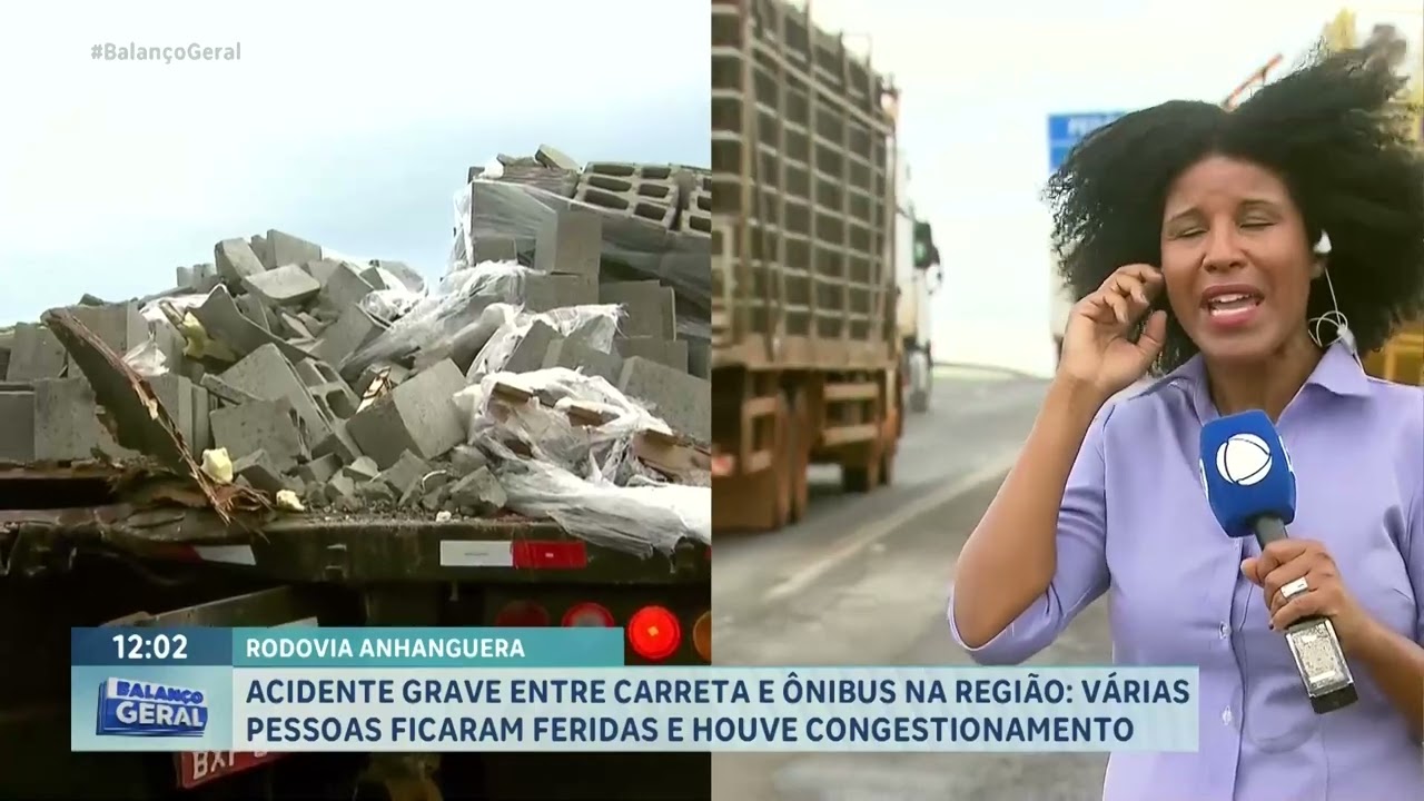 Acidente grave entre carreta e ônibus deixa feridos na Rodovia Anhanguera