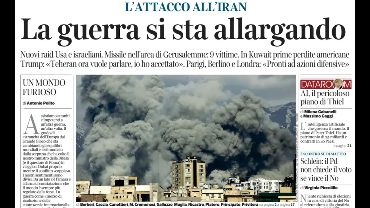 RASSEGNA STAMPA 1 MARZO 2026. QUOTIDIANI NAZIONALI ITALIANI  PRIME PAGINE DEI GIORNALI DI OGGI