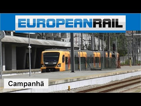 Comboios de Portugal Series 3400 Suburbano Train 3402 & Station announcement Porto Campanha