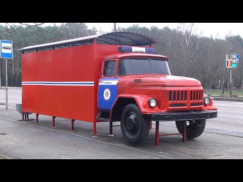 Остановка в виде пожарного автомобиля появилась в Гомеле видео