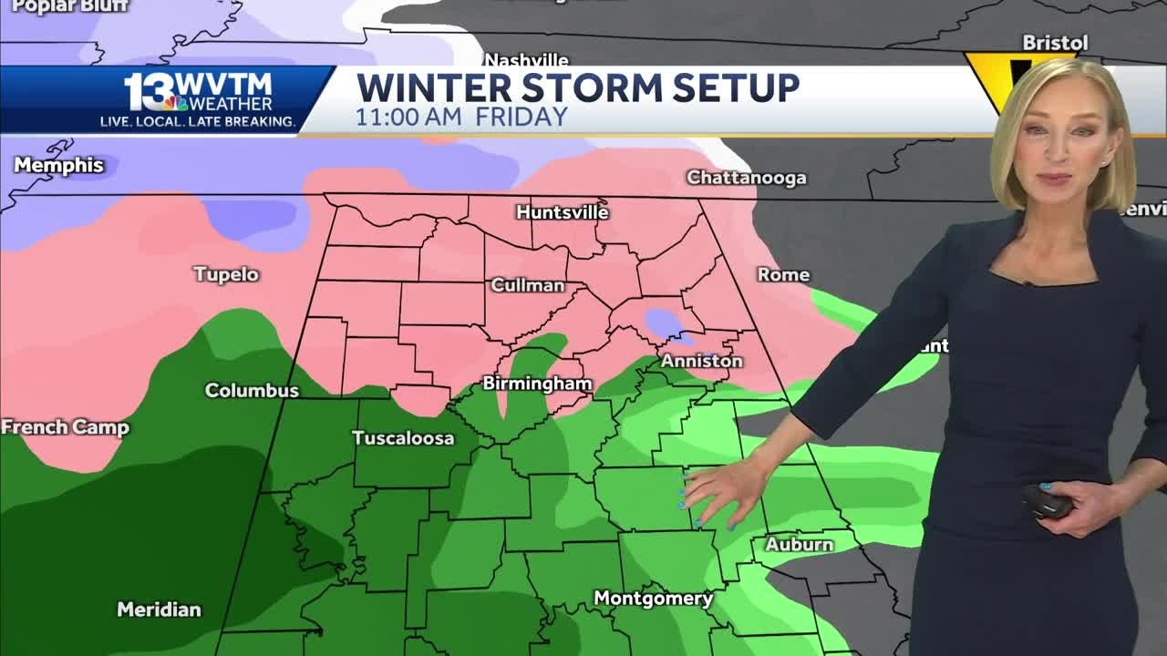 Bitter cold temperatures much of this week ahead of the threat for winter weather in Alabama on F...