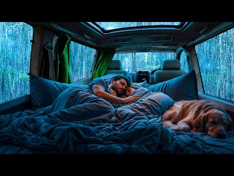 Rain on Car Roof  & Gentle Thunder Sounds ⛈️Nature Sounds for Deep Sleep and Peaceful Relaxation