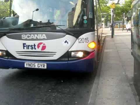First Manchester Scania Omnicity Bendy YN05 GYR 12015 Breaks Down