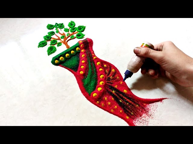 Hindu rangoli design tulsi vivah by shybh aangan