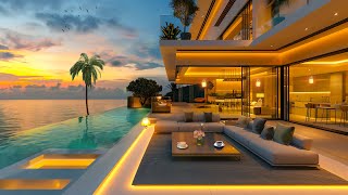 Morning Jazz Delight | Relaxing Coastal Cafe Ambience and Ocean Waves Sounds for Relaxation