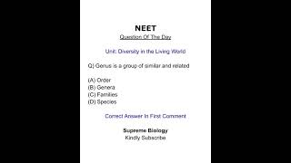NEET Biology MCQ | Diversity in the Living World Class 11 #shorts #neet #biology