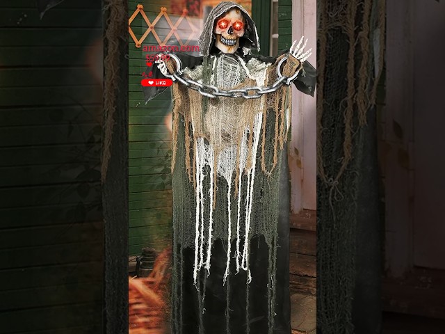 Vídeo relacionado con JOYIN 63" Halloween Animatronic Grim Reaper Decoración con alas, Fantasma de pie de tamaño Real con Ojos iluminados, Sonido Espeluznante y Cuerpo móvil
