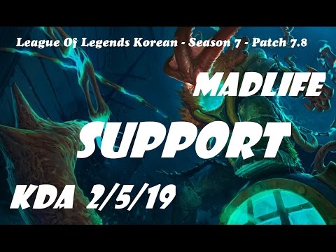 Support - Madlife Thresh vs Blitzcrank Patch 7.8 - League Of Legends Korean Ranked Challenge